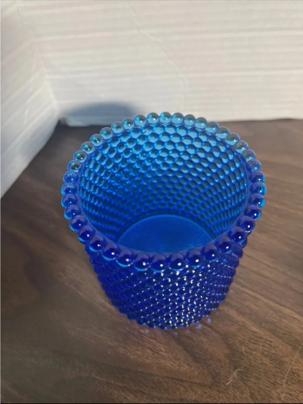 Vintage Large  Blue Glass Hobnail
